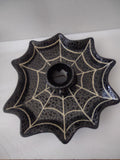Halloween Spider Web Shaped Chip N Dip Black Serving Tray 16" (Lot 3027t)