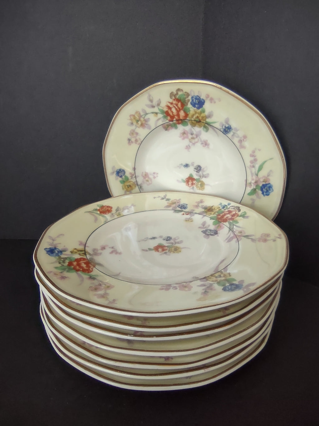 Haviland Limoges 8 x Yellow Jewel Bread Butter Plate Floral (lot 830)