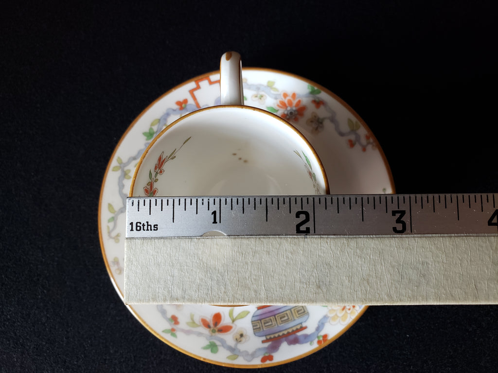 Vintage Royal Worcester Higgins Seiter Butterfly Demitasse Cup Saucer (lot 2124)