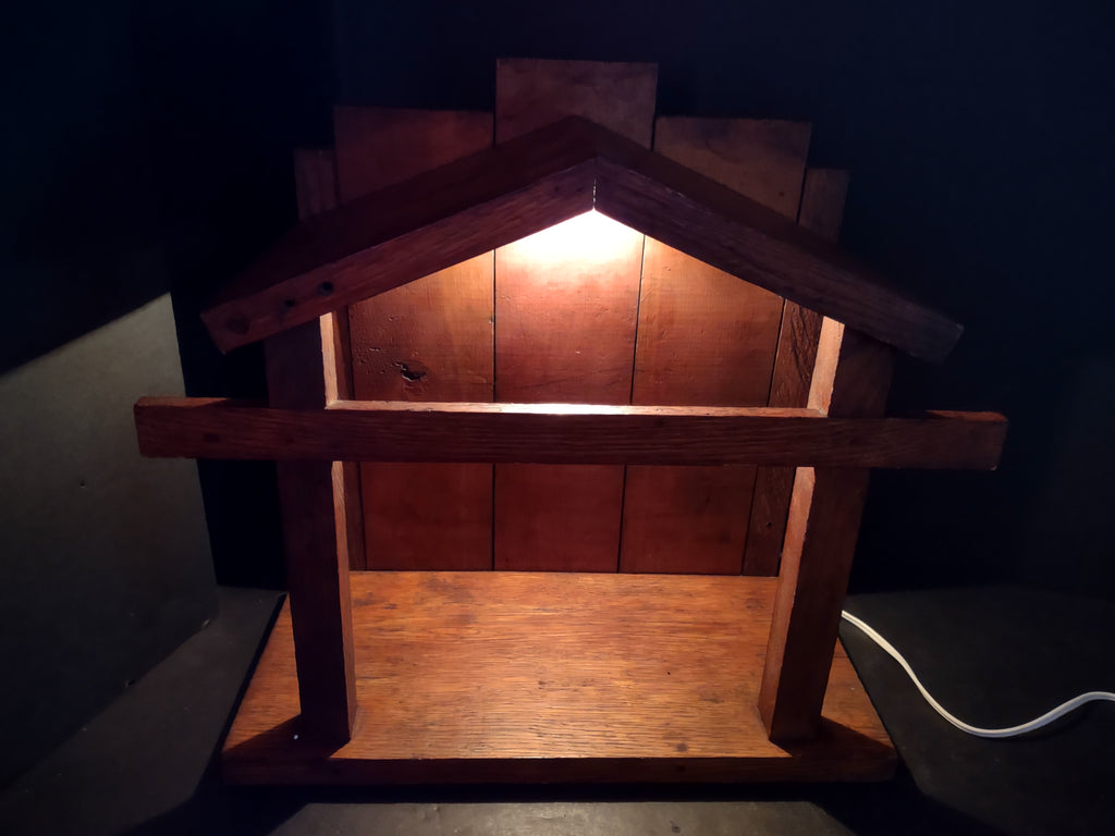 Vintage Wooden Christmas Nativity Barn Creche Stable Lit Up (lot 3386)