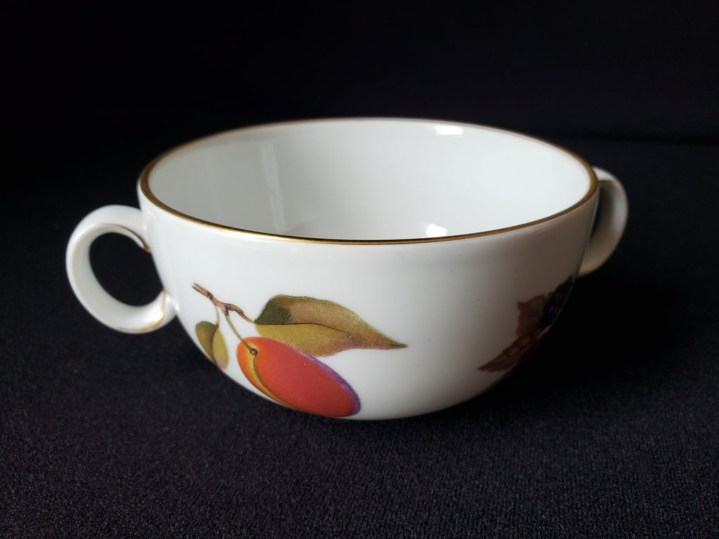 Vintage Royal Worcester Evesham Two Handle Bouillon Cup with Saucer (lot 2079)