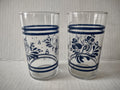 Vintage Folk Art Small 4-1/4" Drinking Glasses x 2 Pfaltzgraff (lot 5165)