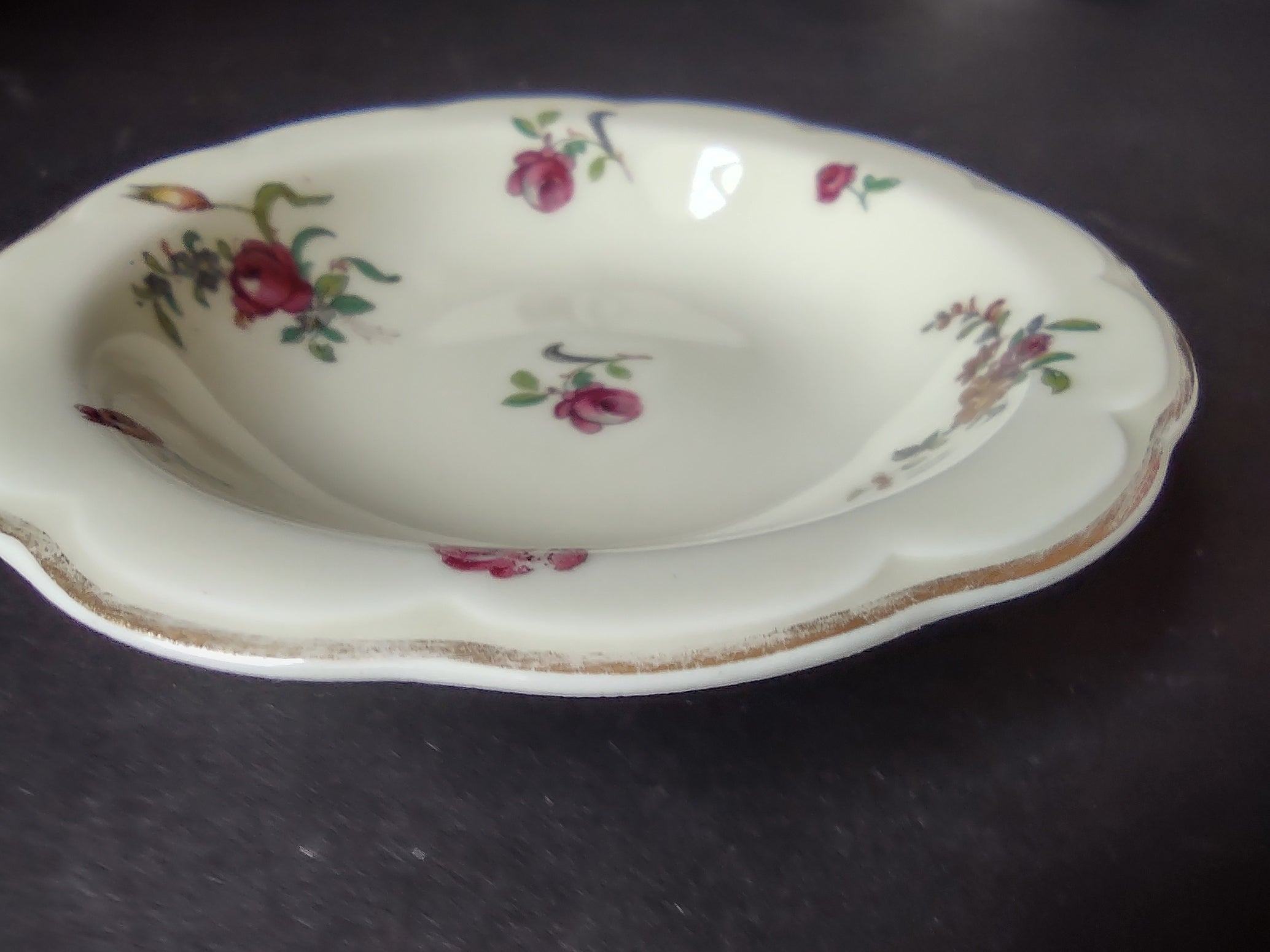 Haviland Limoges 6 x Small 5" Cranberry Bowl Peony Flower Cream Color (lot 924)
