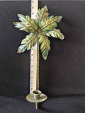 Vintage Metal Palm Tree Wall Sconce Candle Holder Green Patina 17" (Lot 4659)