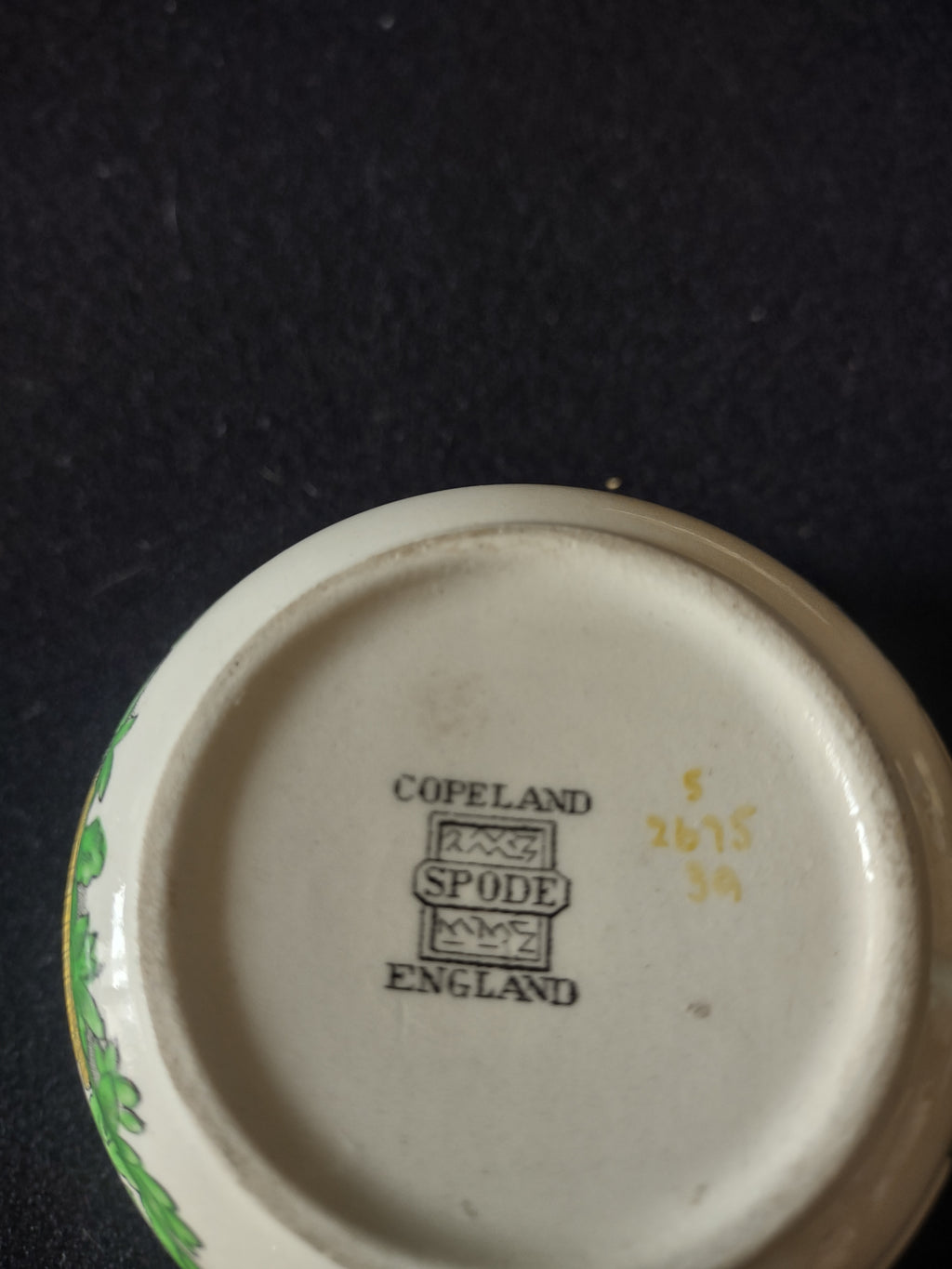 Vintage Spode Teacup Saucer Green Basket Ironstone English Countryside (Lot 5796