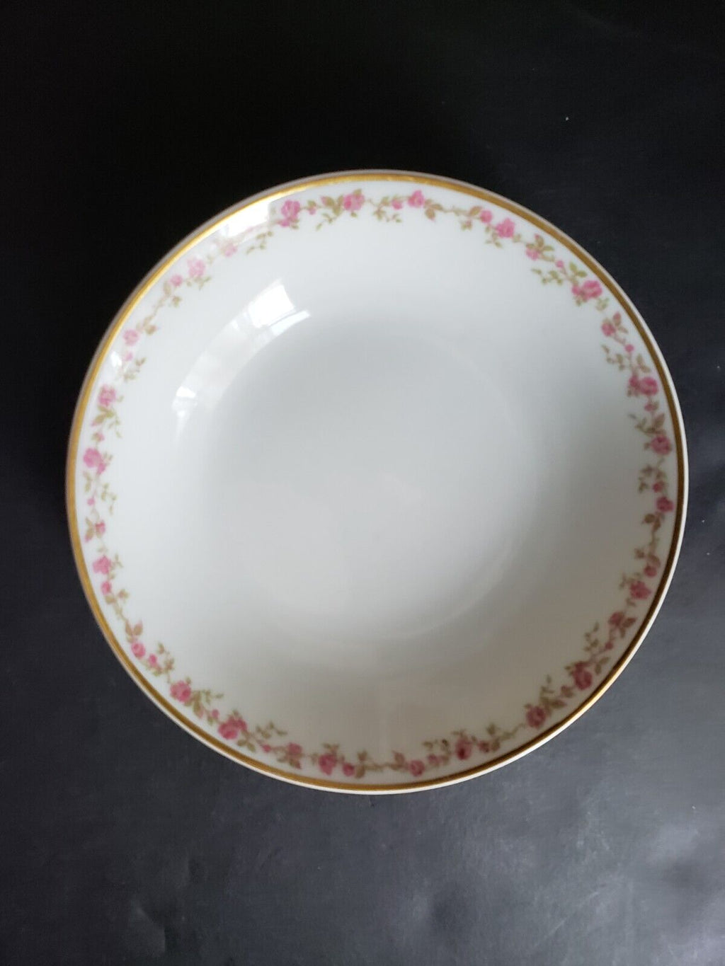 Haviland Limoges France 5-1/2" Bowl Gold Trim Pink Rose Garland (lot 570)