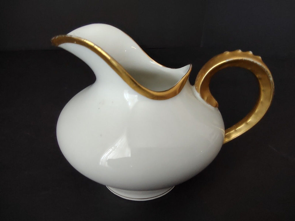 M. Redon France Limoges Heavy Thick Gold Trim Creamer Pitcher 3" tall (lot 713)