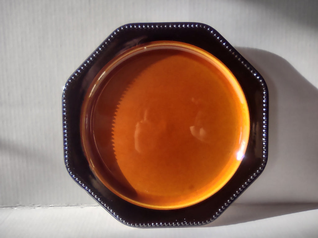 Vintage MCM Ironstone Amber Octagon Serving Platter 12" USA Oven Proof (lot 5001