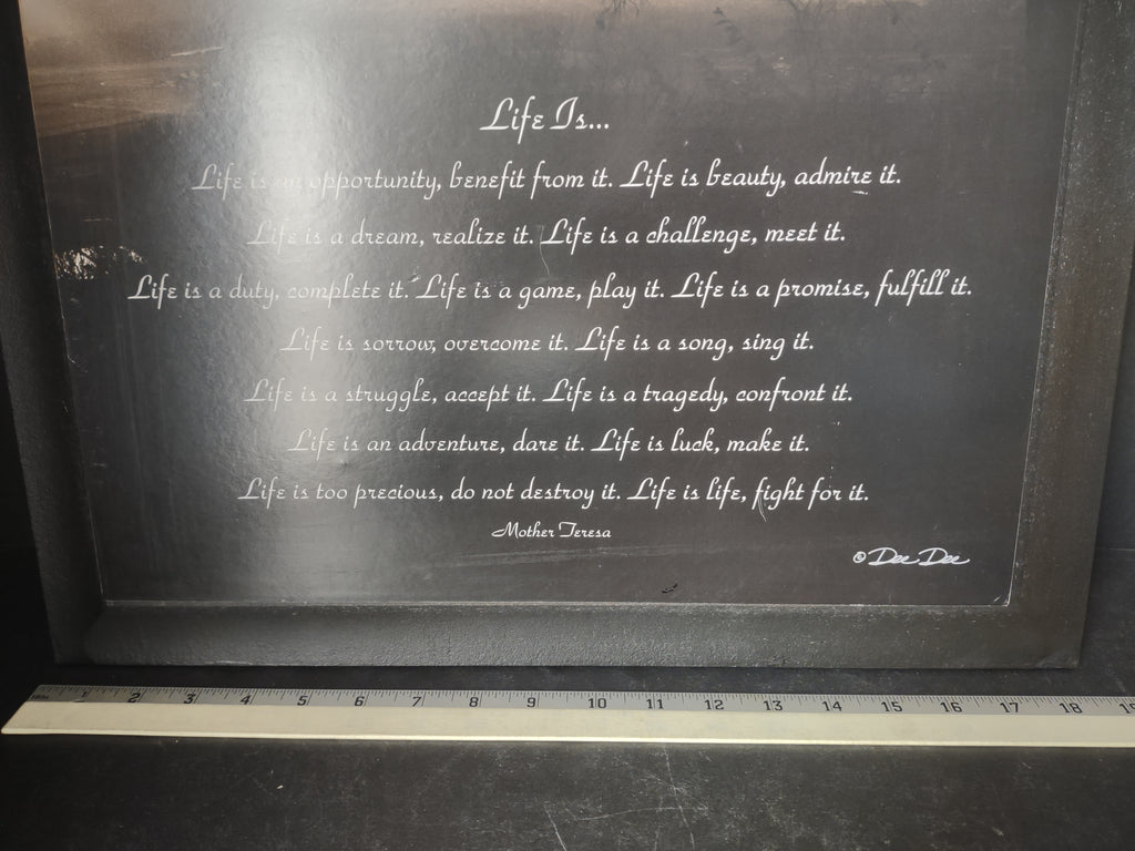Life is ... Mother Teresa Inspirational Picture Print on Wood 23"x19" (lot 2640c