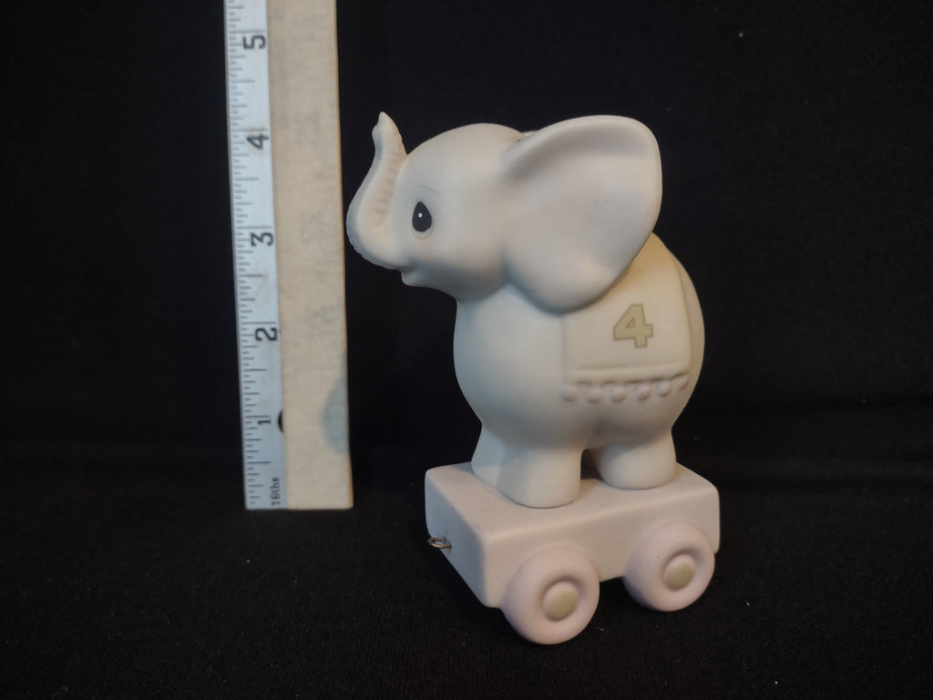 Precious Moments Birthday Train Year #4 Elephant Porcelain (lot 2557c)