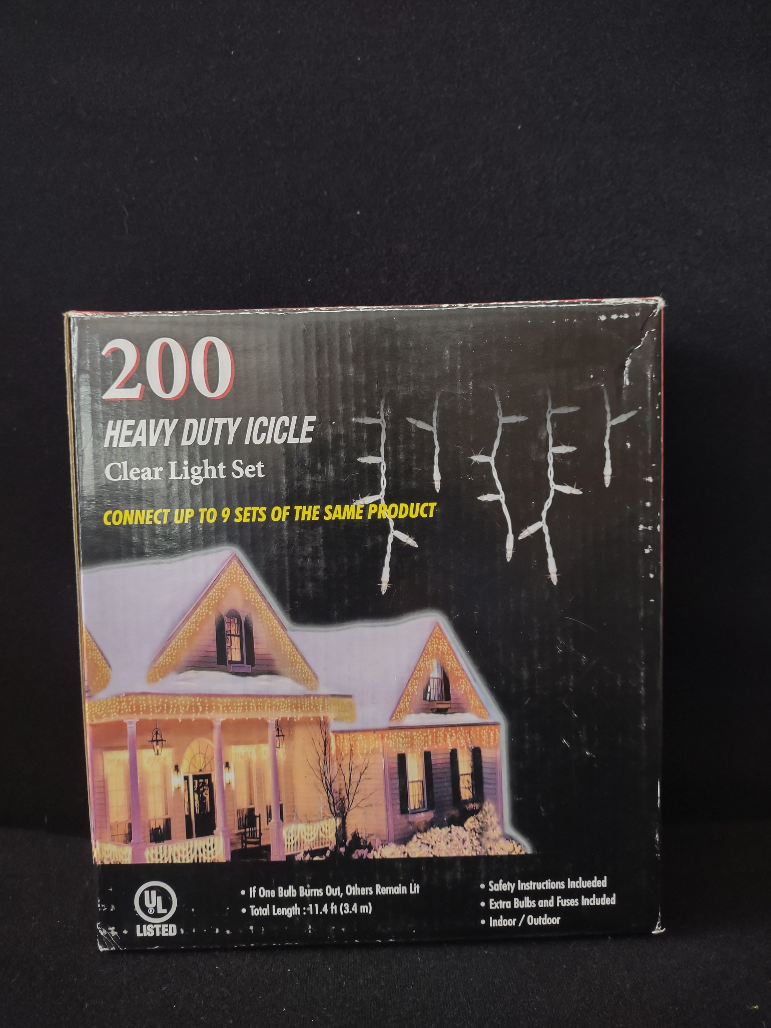 Vintage Christmas Heavy Duty 200 Icicle Clear Light 11.4 Ft x3 Boxes (Lot 4197)