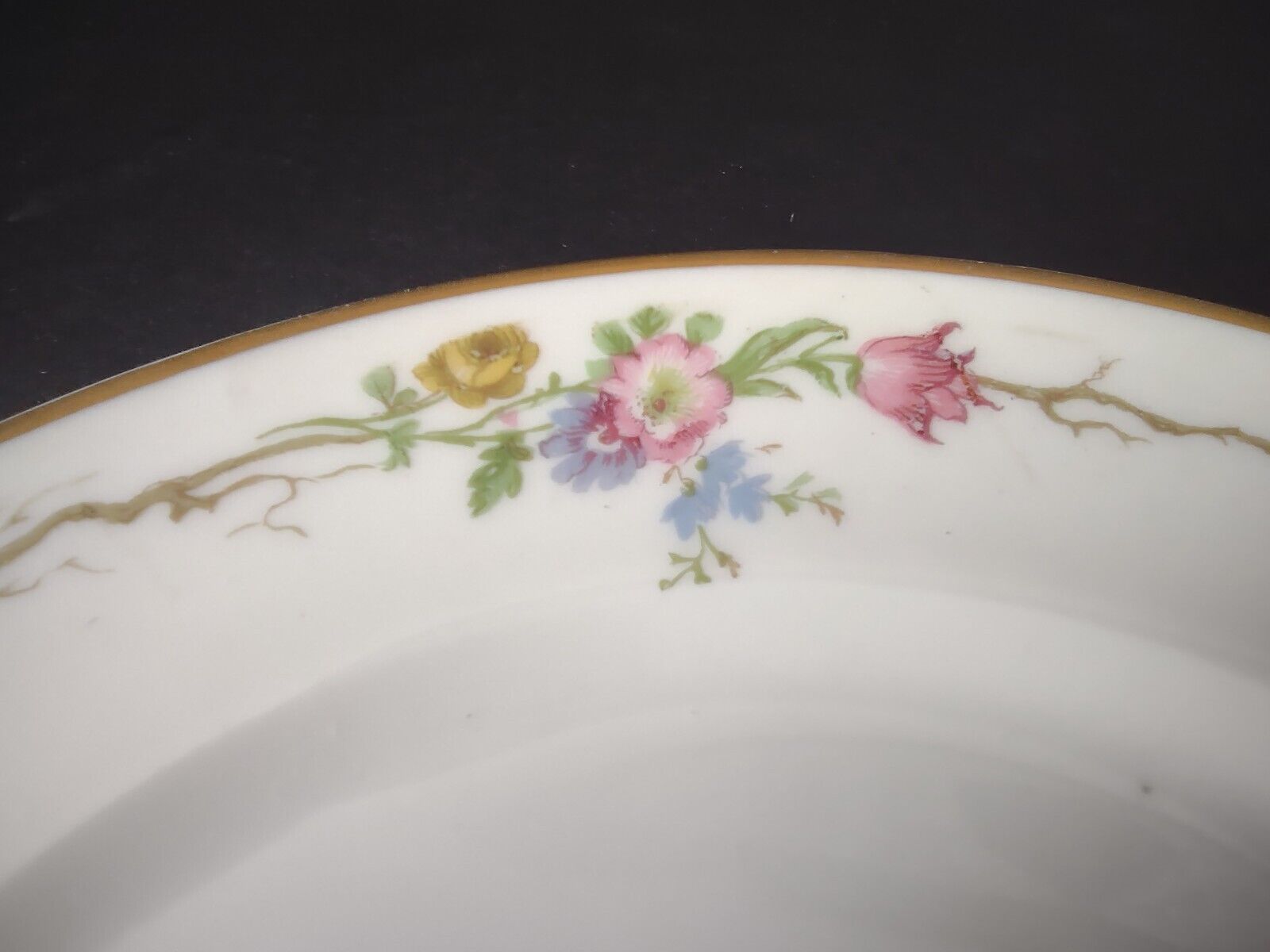 Vintage GDA Limoges Gold Trim Dessert Plate Summer Flower Garland (lot 690)