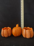 Halloween/Thanksgiving/Fall Wax Orange Candle Arrangement Set Of Three (Lot 3391