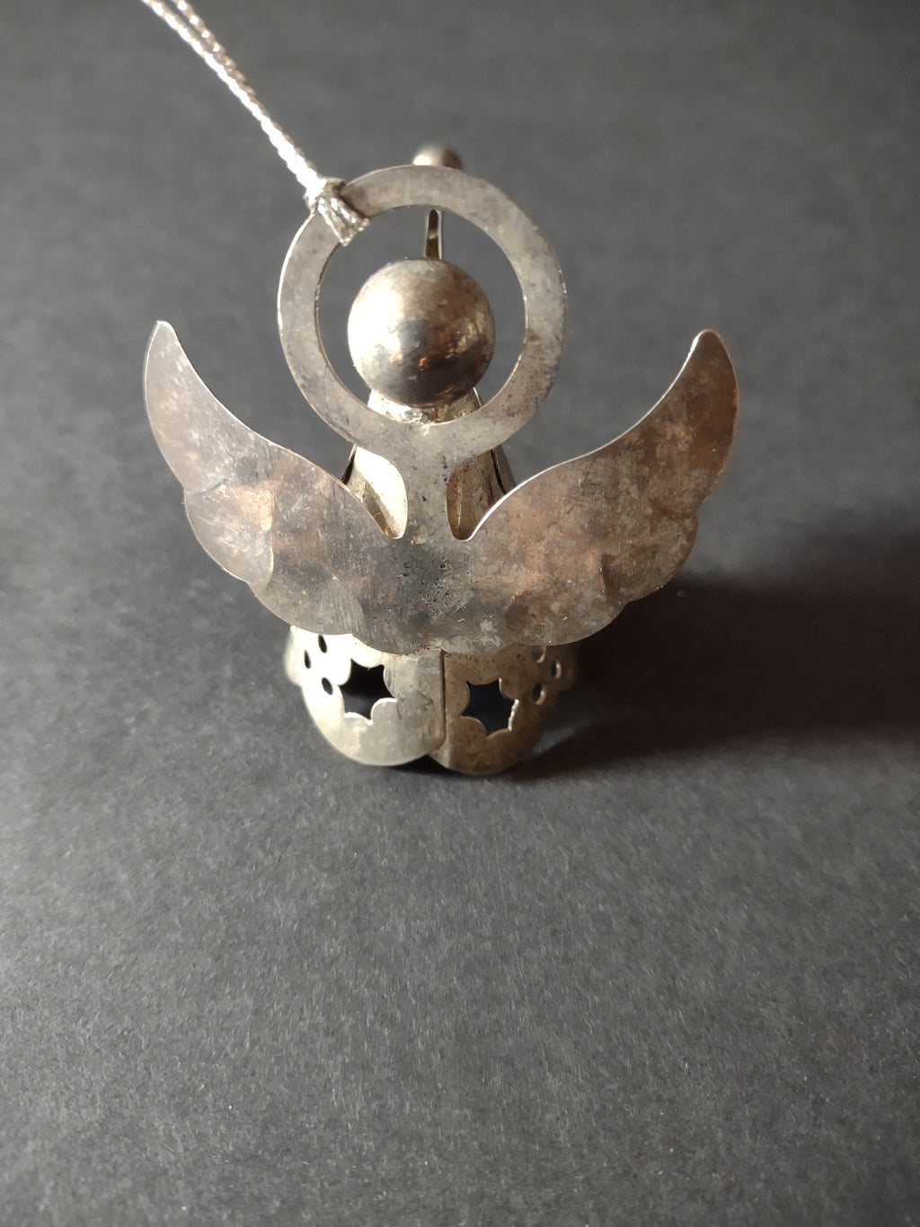Vintage Christmas Silver Plated Angel Ornament Holly Trumpet Halo (Lot 4751)