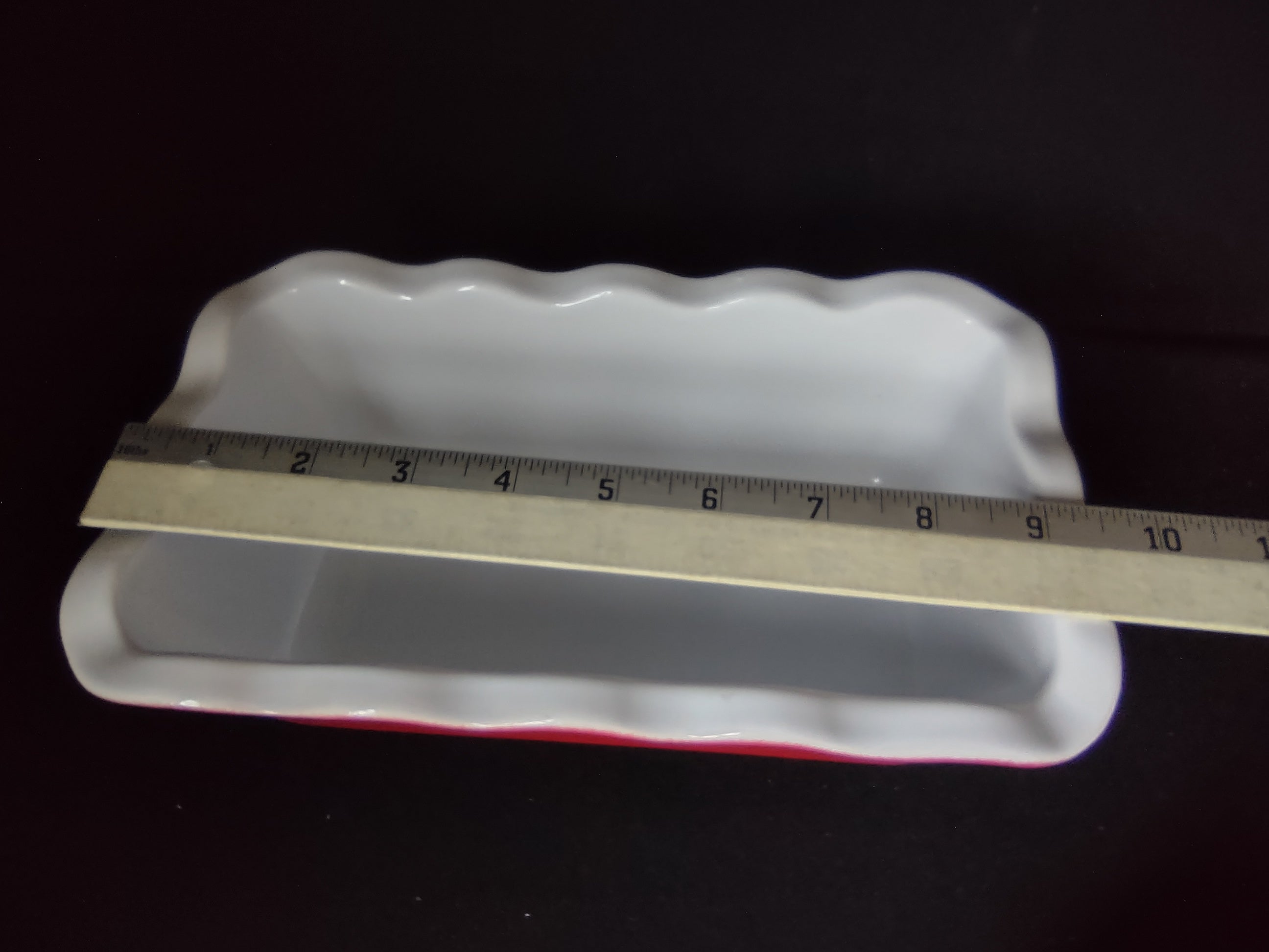 Emile Henry Vtg Loaf Pan Scalloped Edge Baking Dish France 6164 Red (lot 2773c)