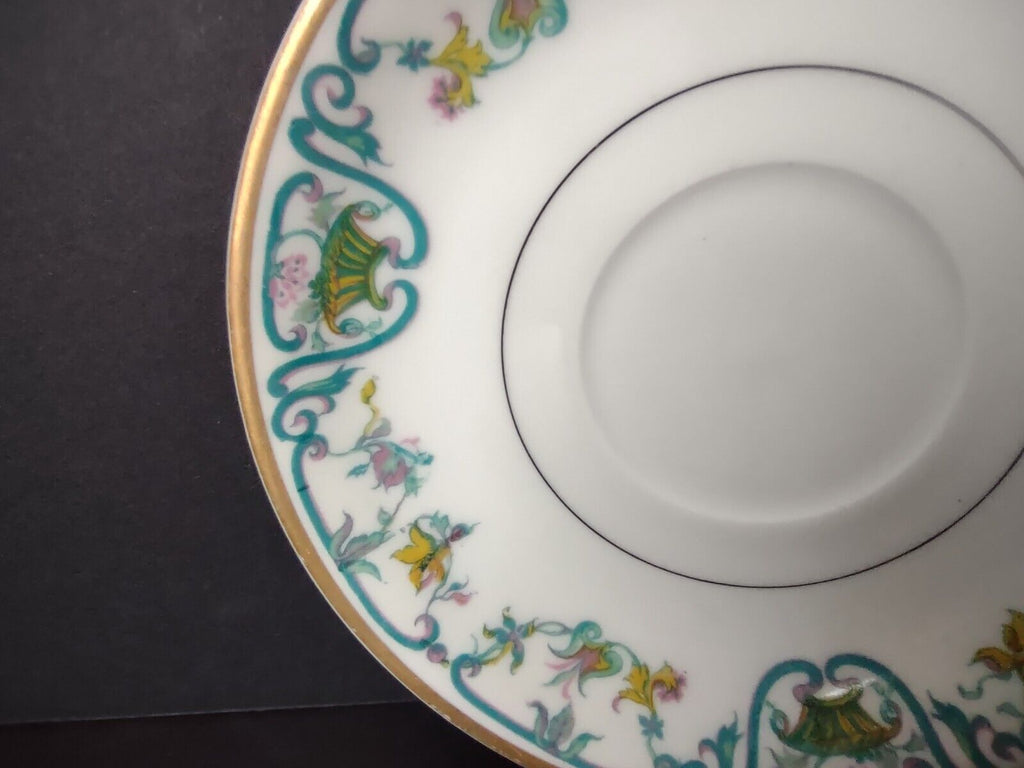 Haviland Limoges Blue Cream Yellow Flower Gold Trim Saucer (lot 728)