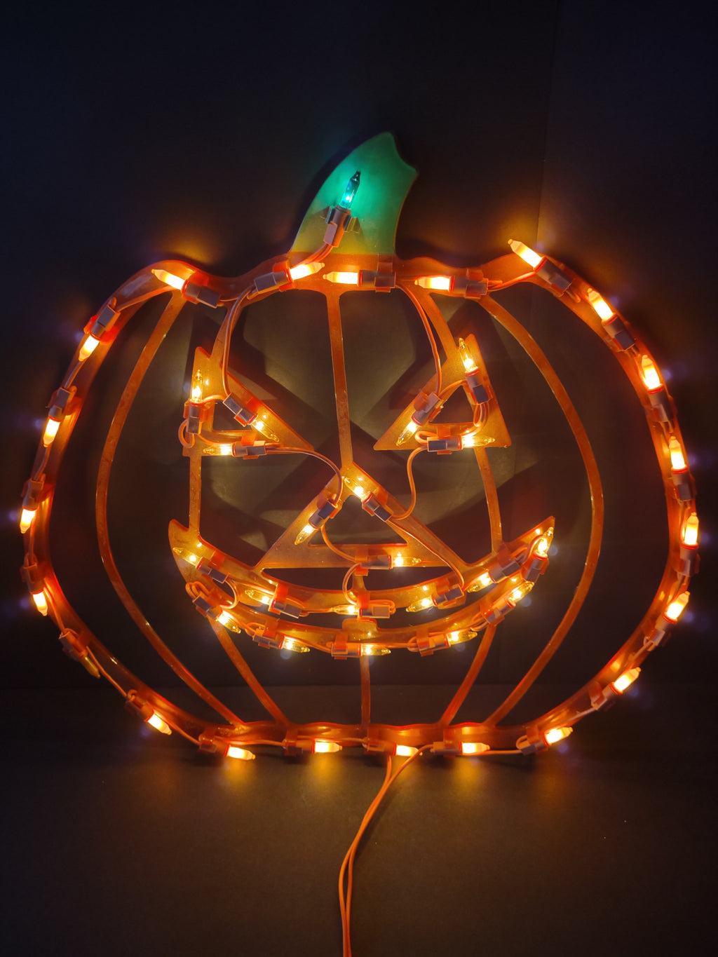 Halloween Lighted Jack O Lantern Window Wall Hanging REPAIRED (Lot 4759)