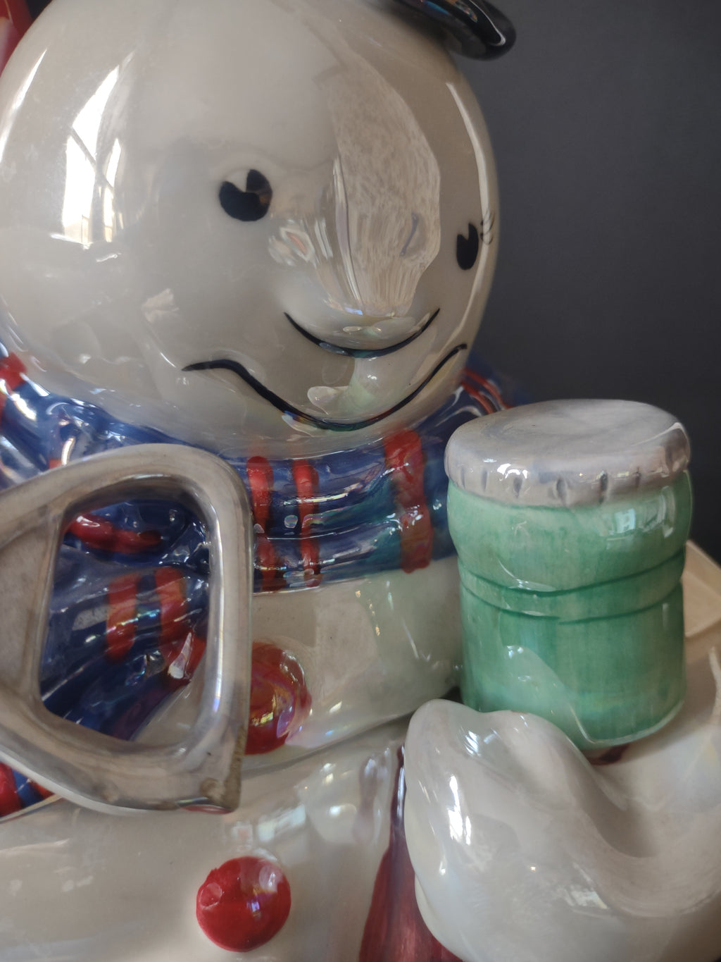 Coca Cola Snowman Coke Bottle Ice Cold Cookie Jar IMPERFECT (lot 2421)