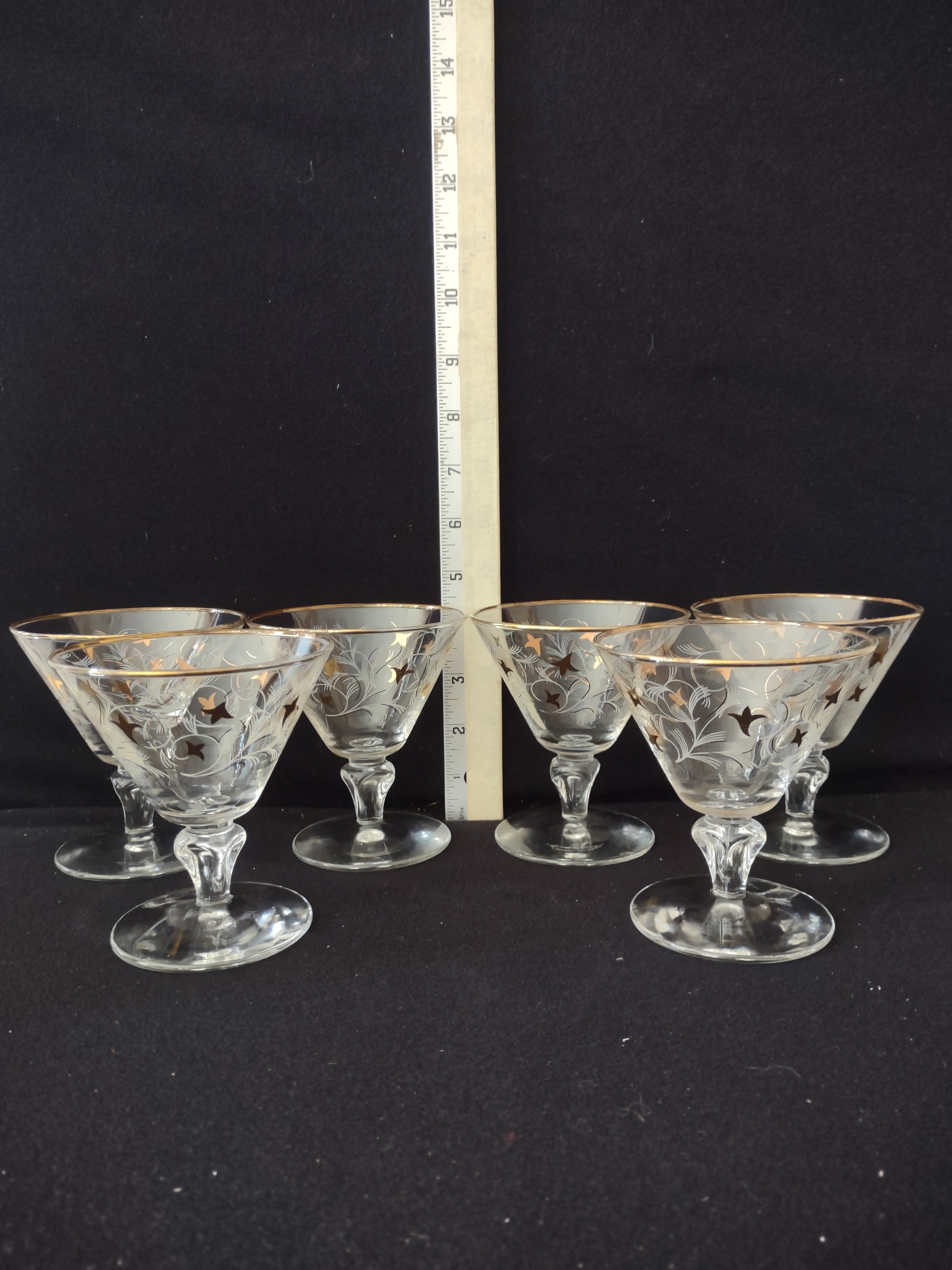 Vintage Libbey Royal Fern Champagne Gimlet Sherbet Glasses Set Of 6 (Lot 3779
