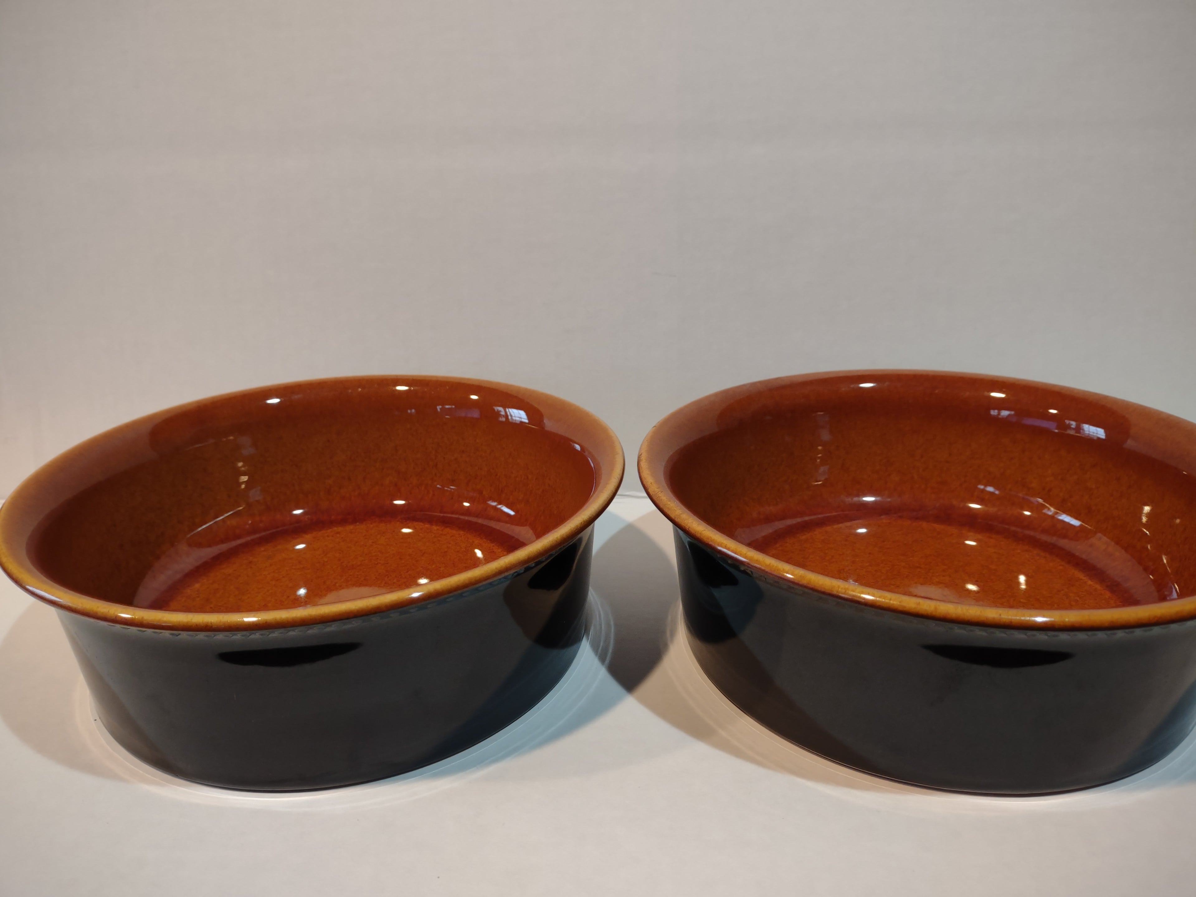 Vintage Ironstone Amber Octagon Serving Dish x 2 Made in USA 8" (lot 5002)