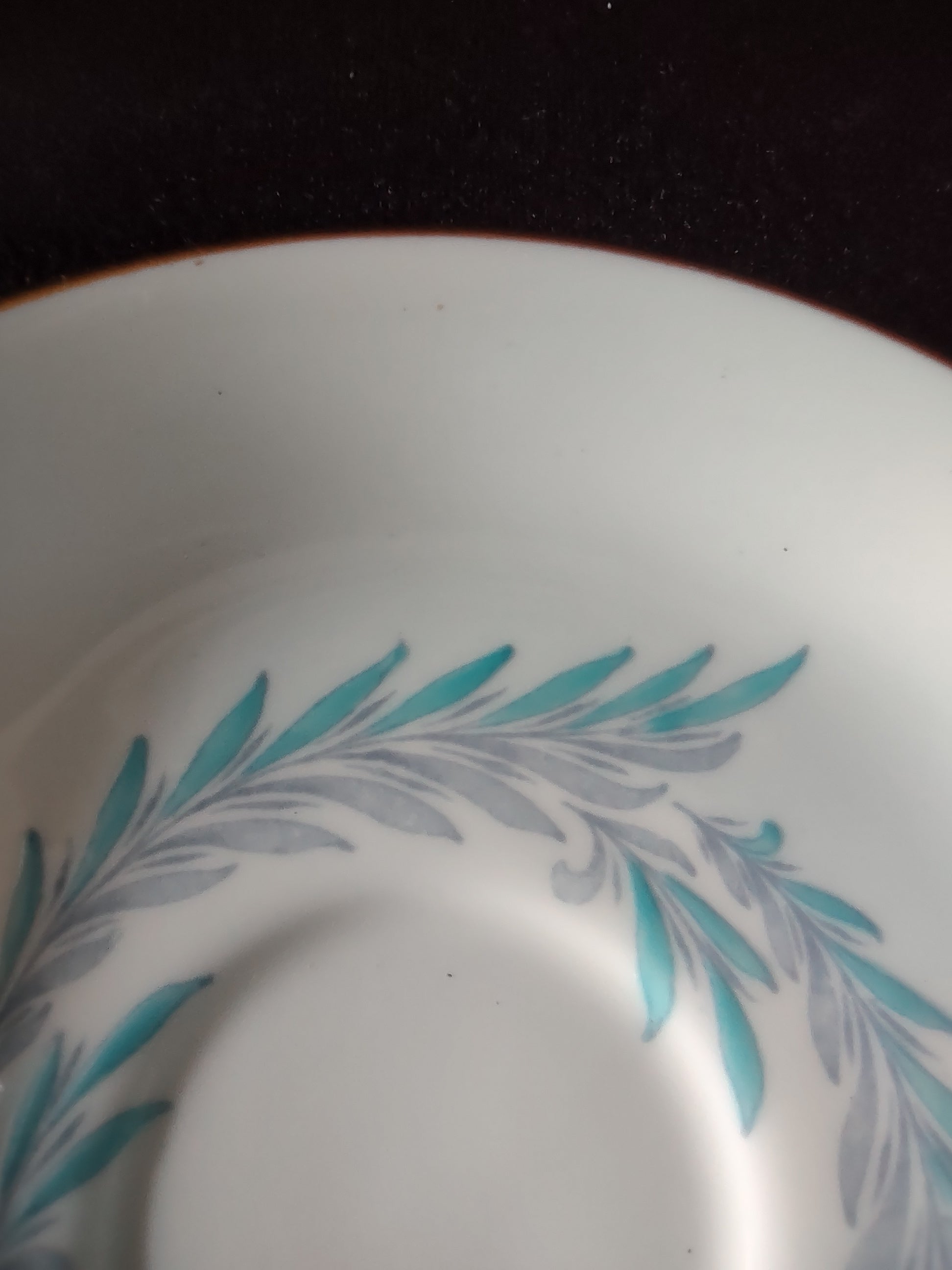 Vintage Minton Malta Blue Demitasse Saucer Bone China Turquoise Gray (Lot 5515)