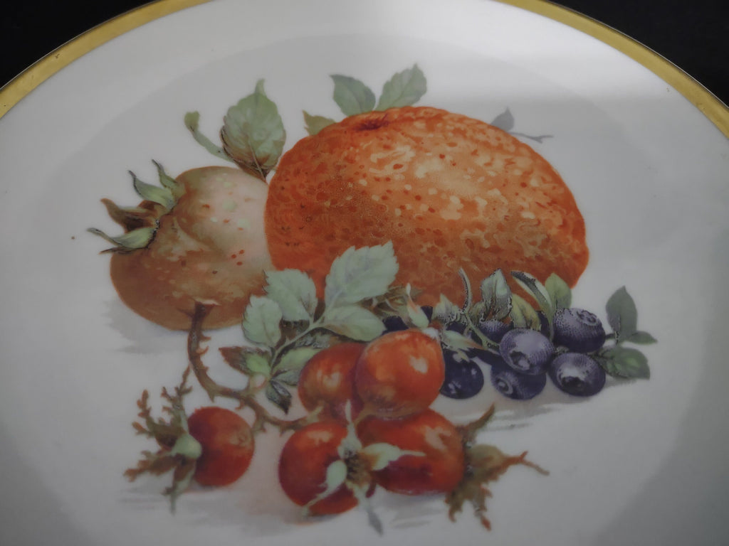 Collectible Plate Bavaria E&R Golden Crown Orchard Fake Orange Berry Fruit Design 7-3/4" # 128