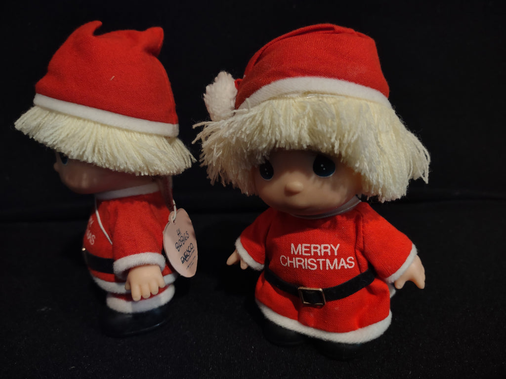 Vintage Christmas Precious Moments Hi Babies Santa Boy and Girl (lot 2446)