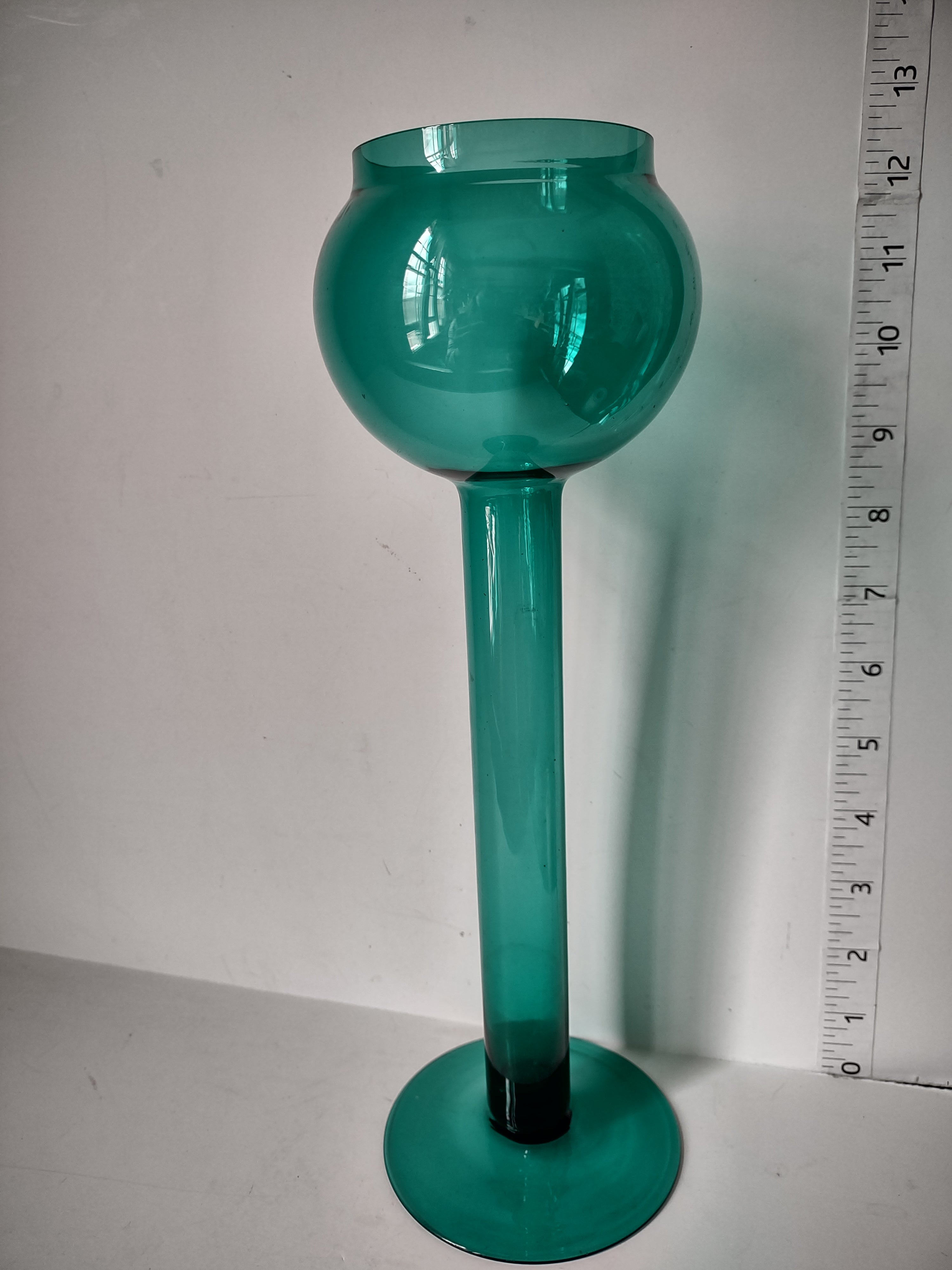 Vintage Floating Candle Juniper Green 12" Glass Candle Holder (lot 2744)