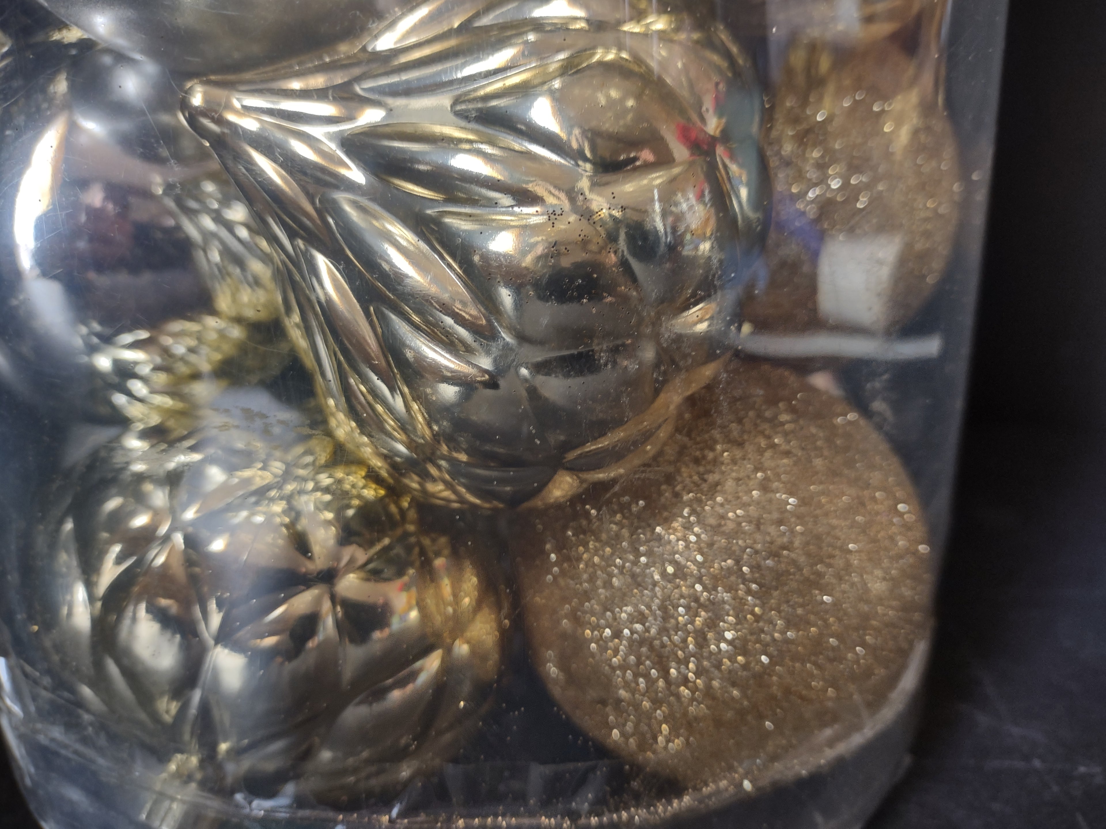 Vintage Christmas Ornaments Golden Silver Shatterproof Plastic 48 ct. (lot 1621)