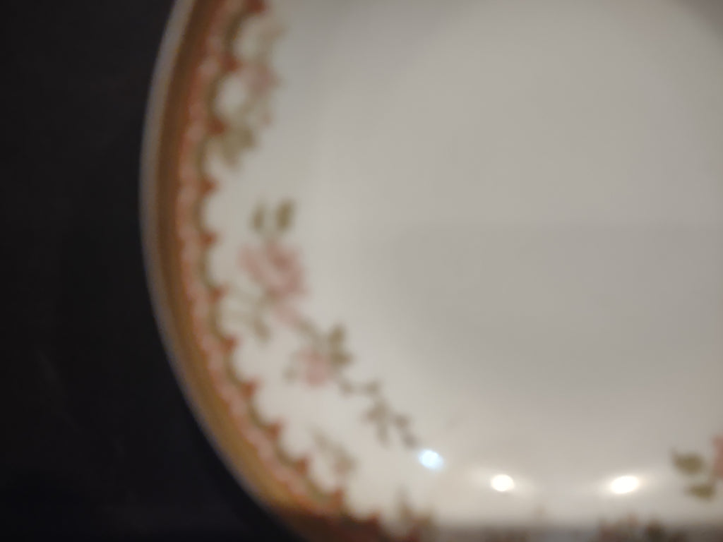 Haviland Limoges French Chic Rose Maroon Green 2 x Cranberry Bowl (lot 1092)