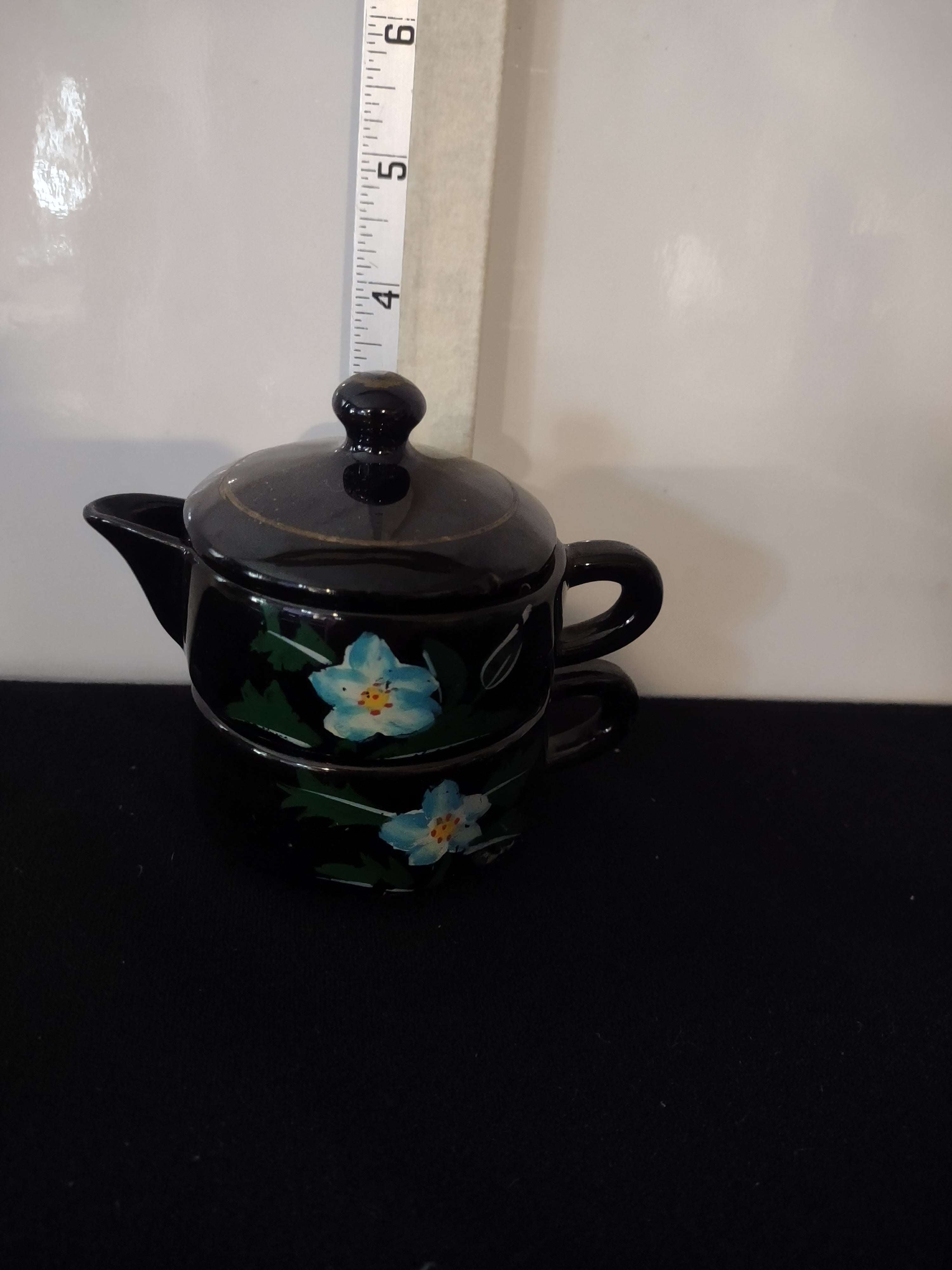 Vintage Brown Lustreware Stackable Tea Set NO Teapot (Lot 3985)