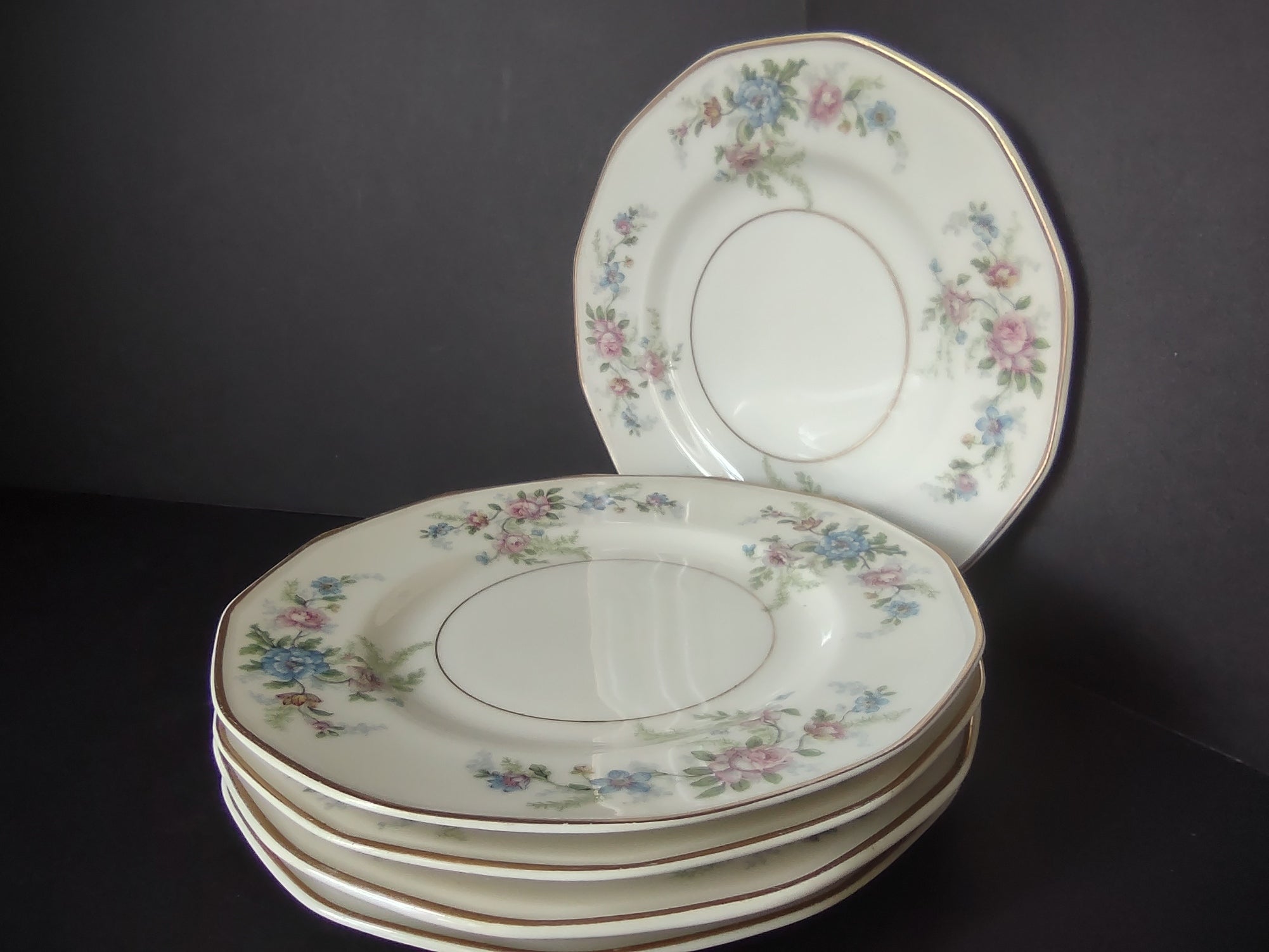 Haviland Limoges Fleurettel 5 x Salad/ Dessert Plate 7-1/2" Floral (lot 808)