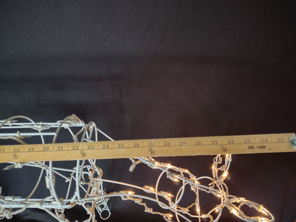 Vintage Outdoor White Wire Deer IMPERFECT Head Moves 25" (lot 3042c)
