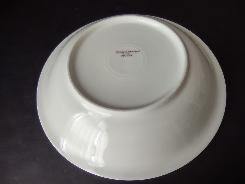 Haviland Limoges Cream SoupBowl Plate Pink White Cabbage Rose Moss (lot 906)