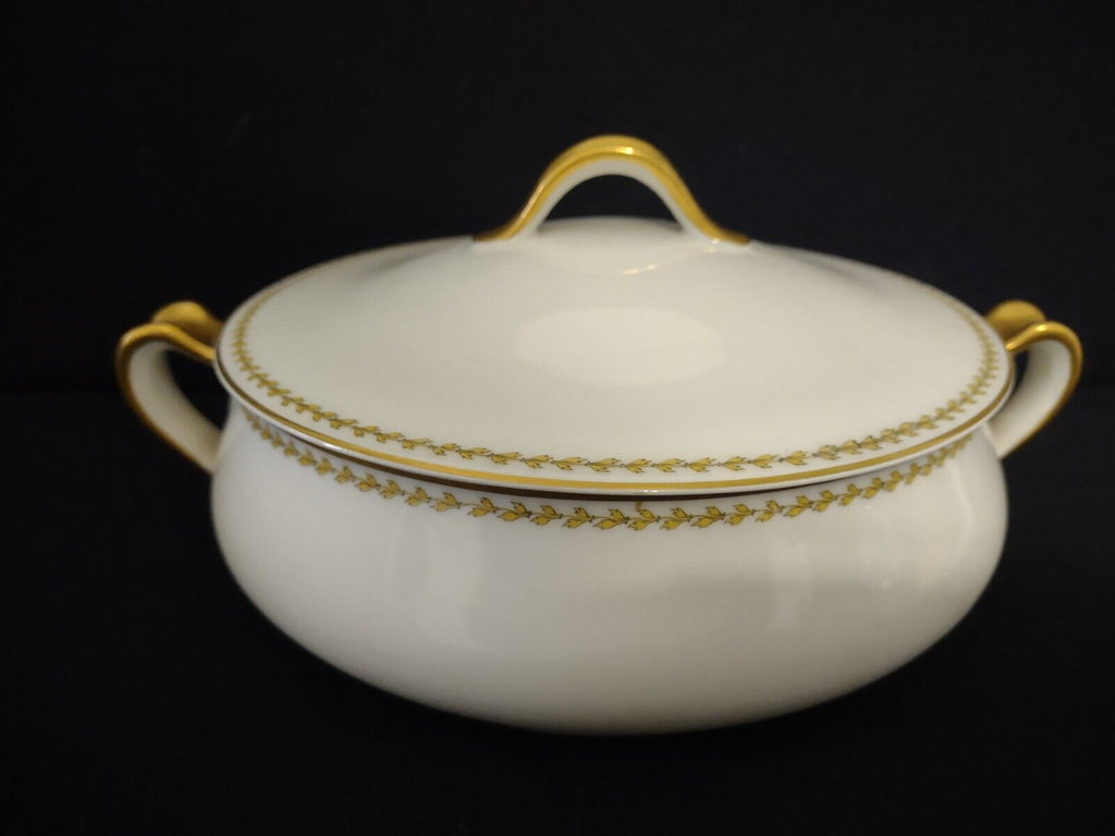 Noritake Yellow Laurel Band Round Soup Tureen S 792A Dish Gold Trim (lot 326)