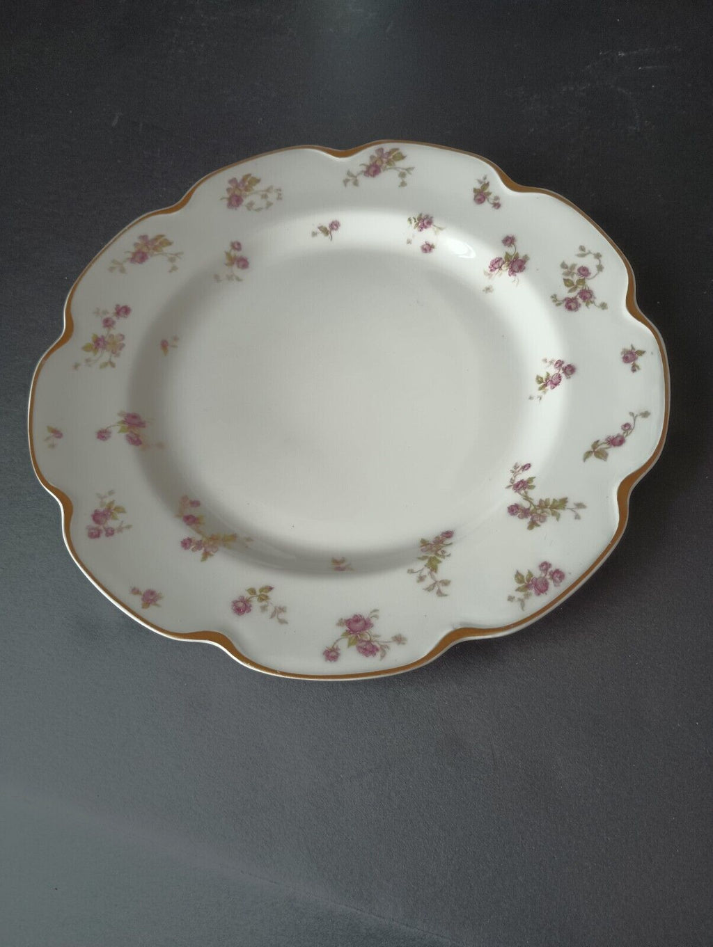Haviland Limoges Set of 2 Plate Dinner 9-3/4" Gold Trim Roses (lot 382)