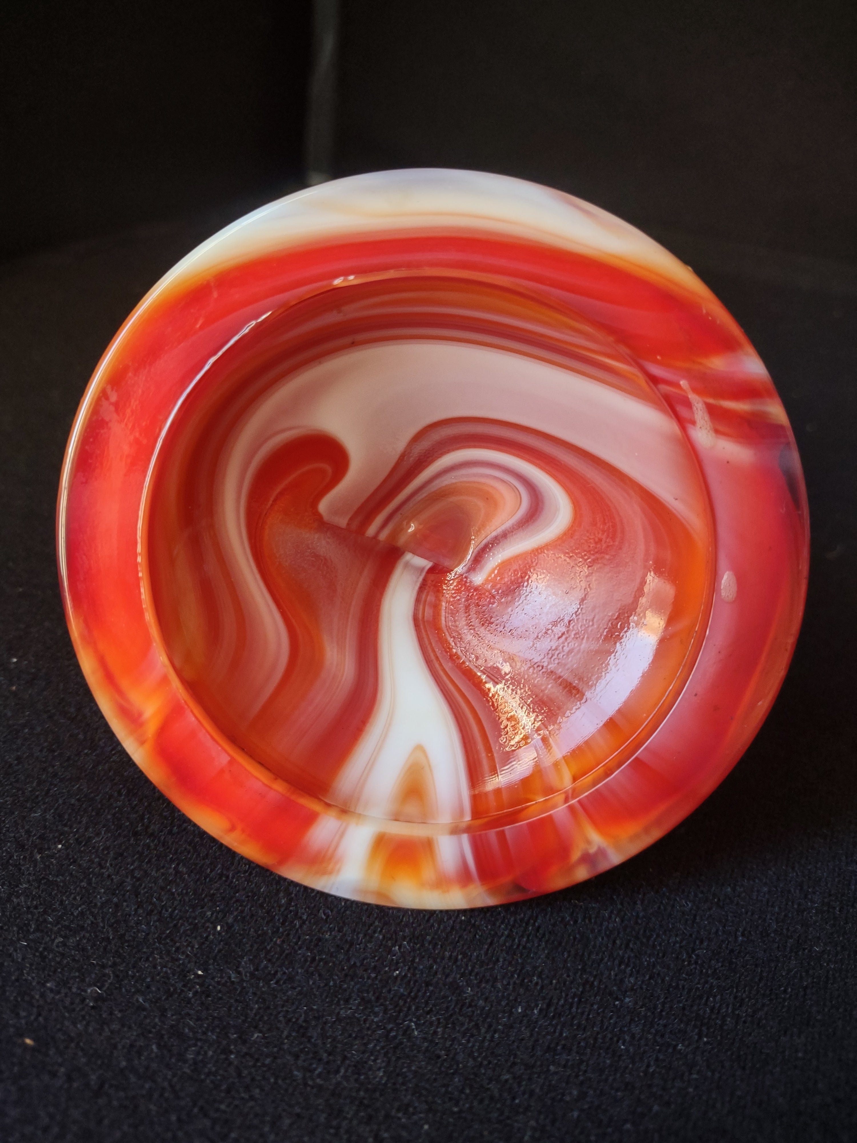 Vintage Indiana Glass Candle Stick Holder Milk Glass Marbled 3" (lot 2737)