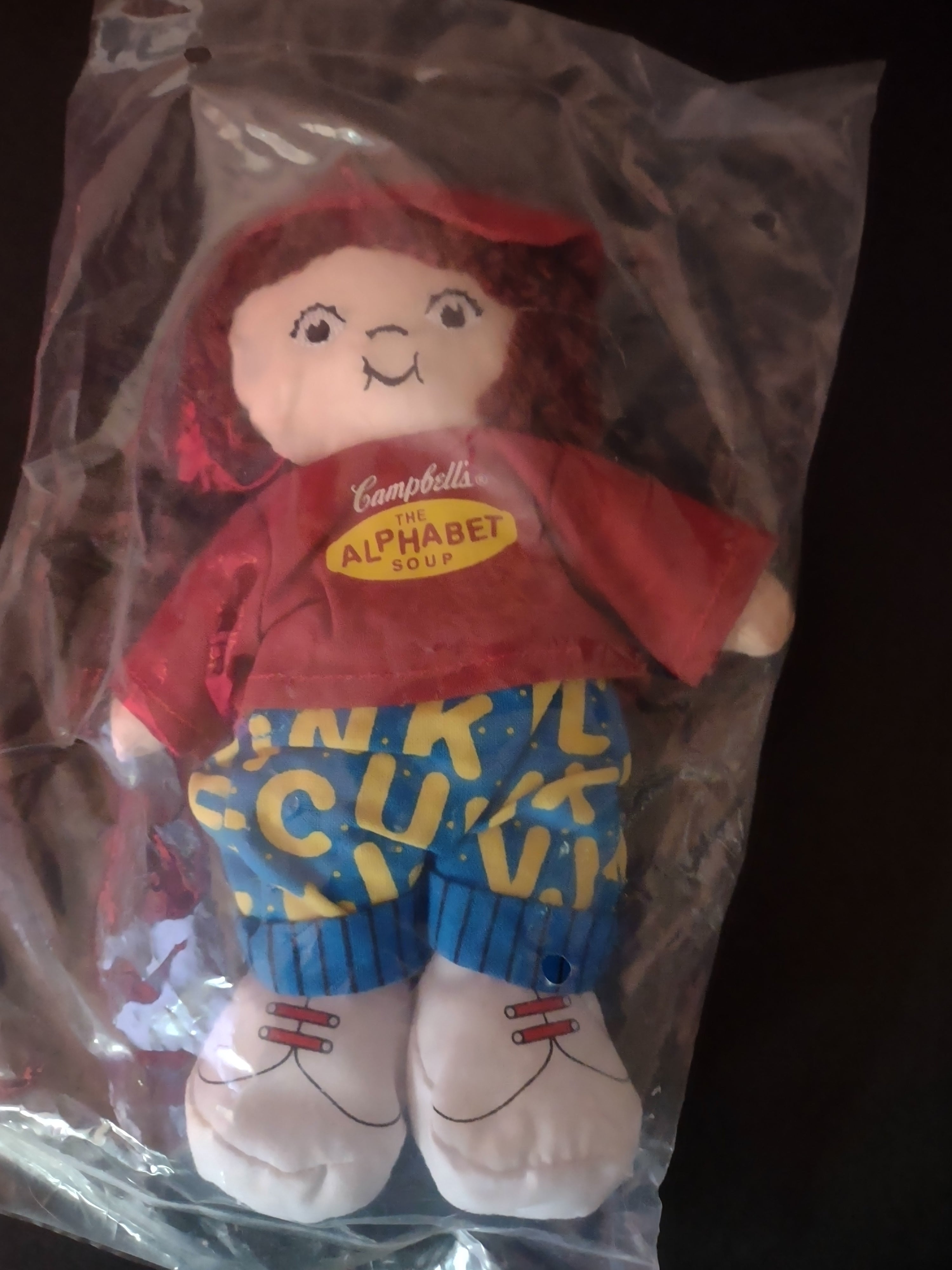 Vintage Campbells Kids Alphabet Soup Beanbag Plush Toys Girl Boy (Lot 4737)