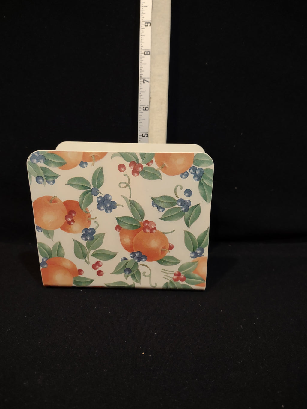 Vintage Acrylic Napkin Holder Abundance Mangoes Berries Leaves (Lot 5356)