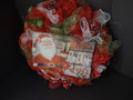Christmas Happy Holly Days Mesh Ribbon Wreath Handmade 22" (lot 1399)