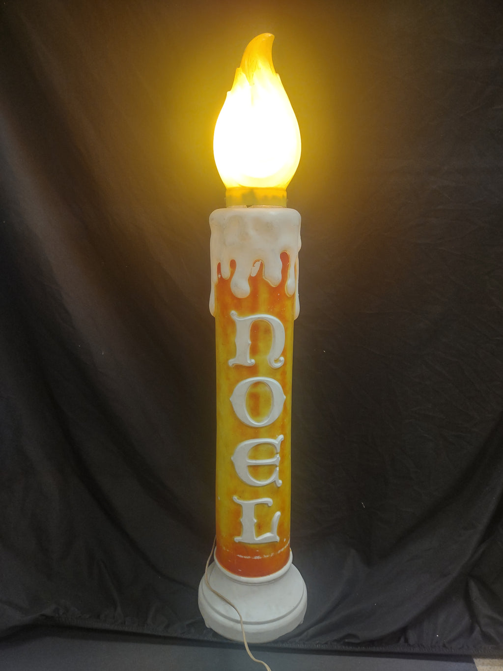 Vintage Christmas Blow Mold Candle Noel Light Up 40" Cracked Top (lot 2321)