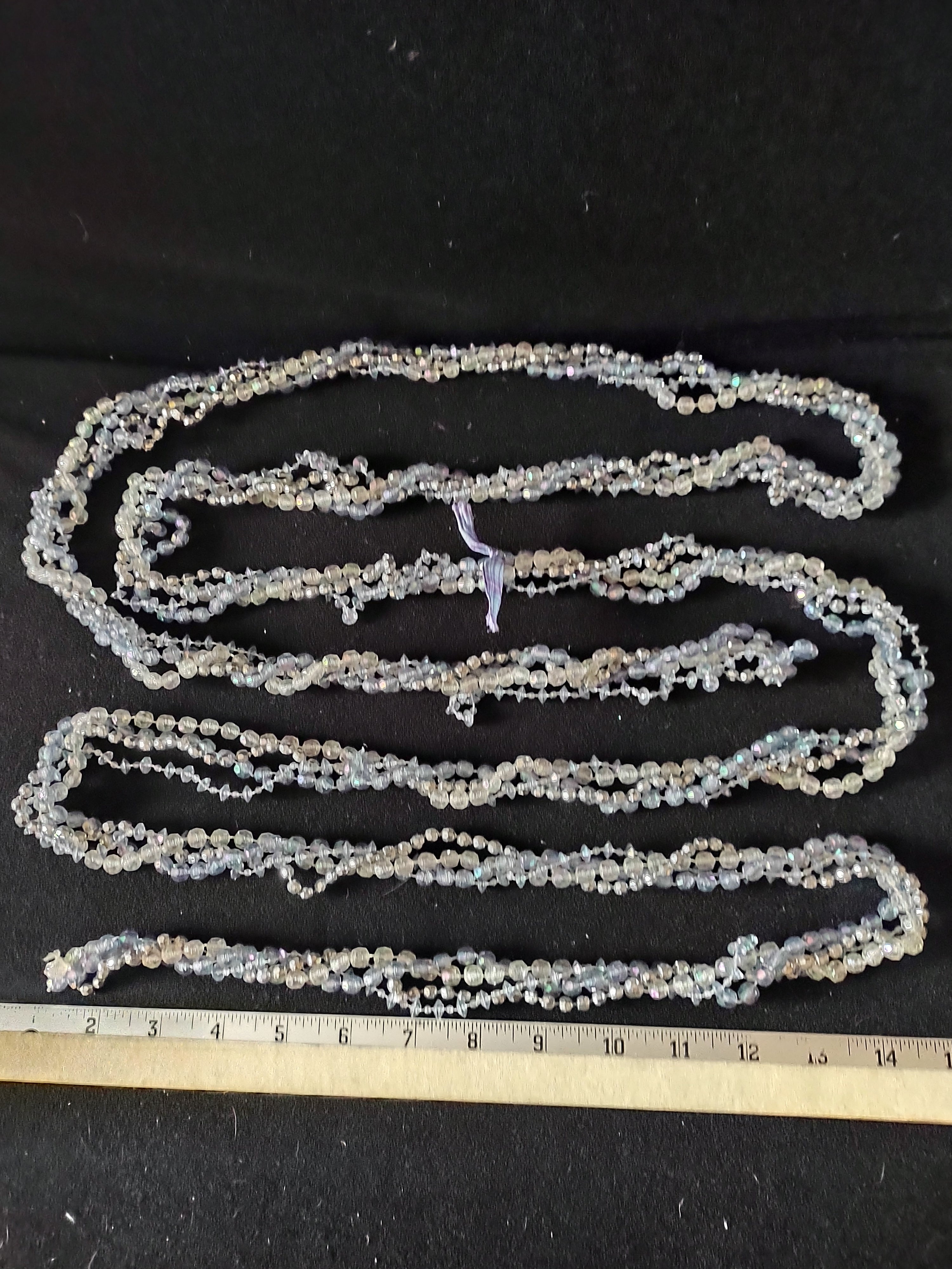 Seasonal Christmas Garland Silver White Blue Iridescent 4 Strands 9.5' (Lot 4655