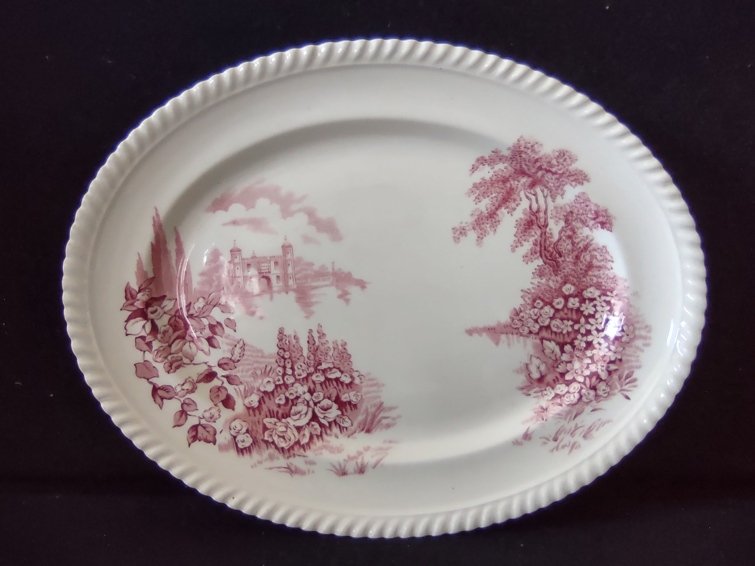 Vintage Castle On The Lake Johnson Serving Platter English Countryside (lot 5702