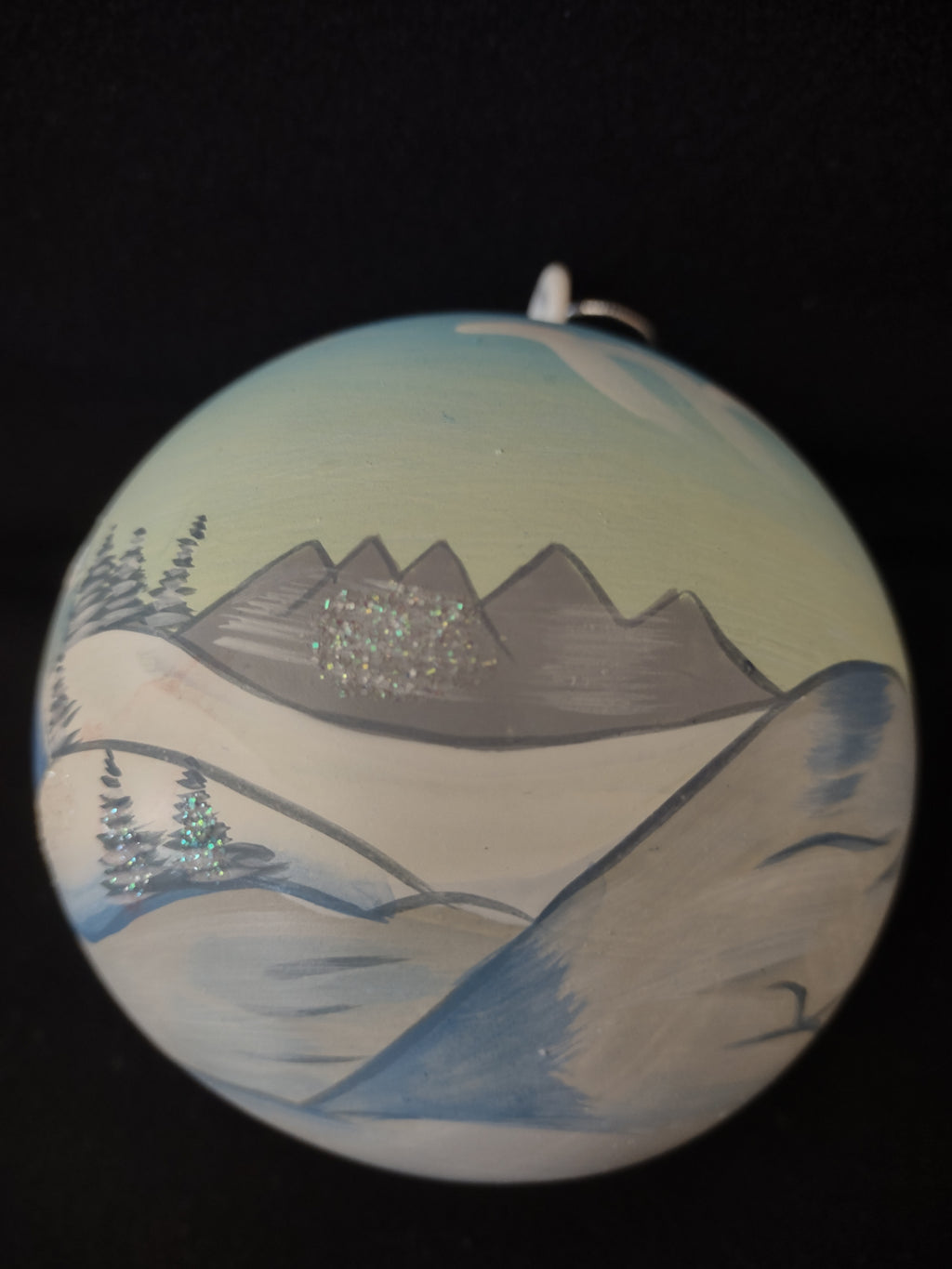 Christmas Glass Ornament House Snow Pine Tree Winter Scene (Lot 4165)