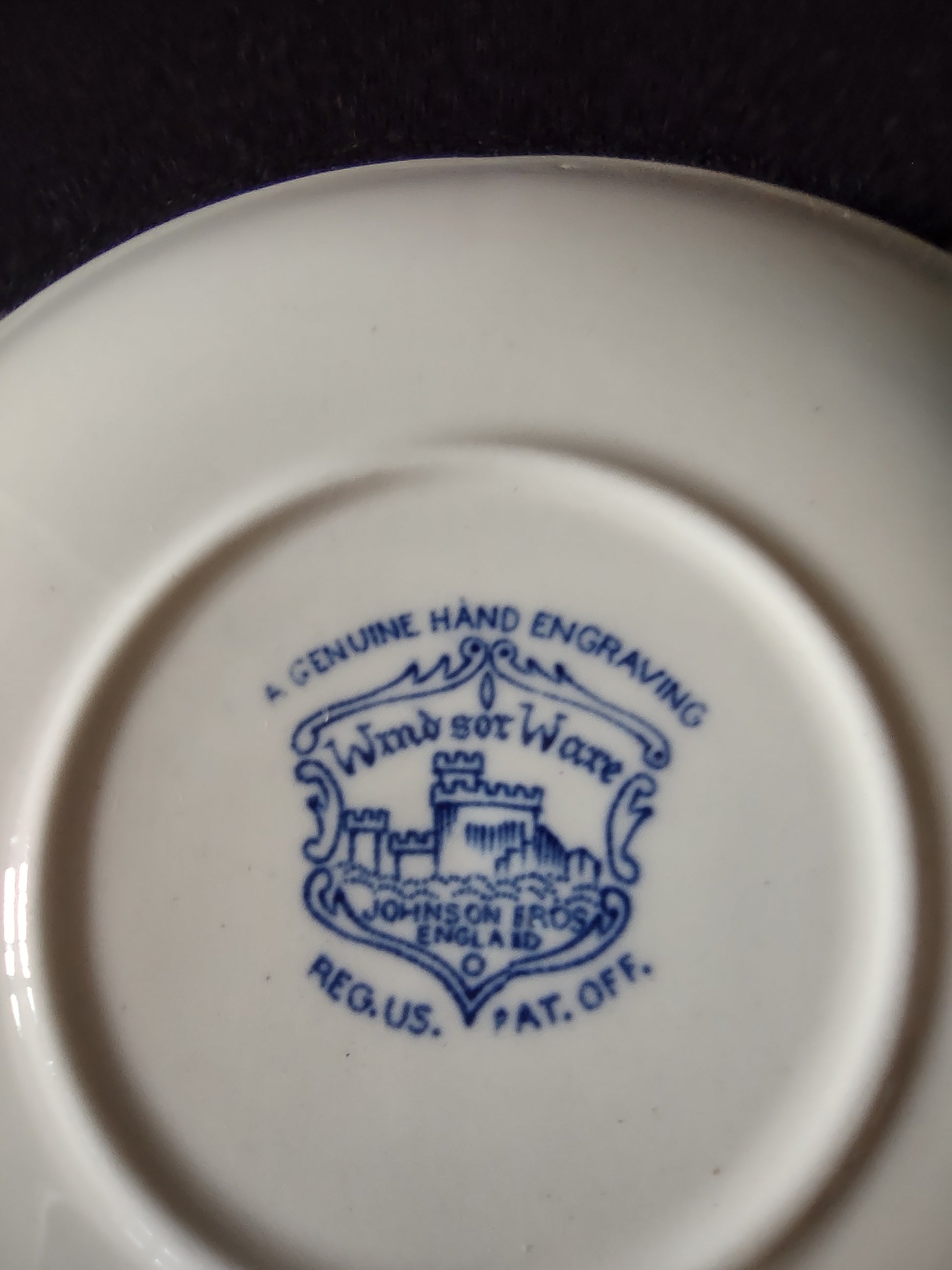 Vintage Johnson Bros Saucer Windsor Ware Warwick Blue White Set Of 3 (Lot 5659)