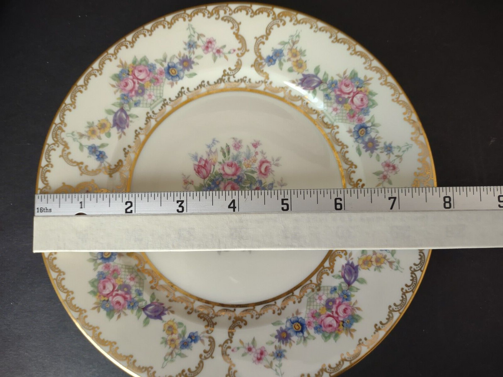 Czechoslovakia Bohemia Coronado Set of Dinner & Salad Plate Gold Flower (lot 440