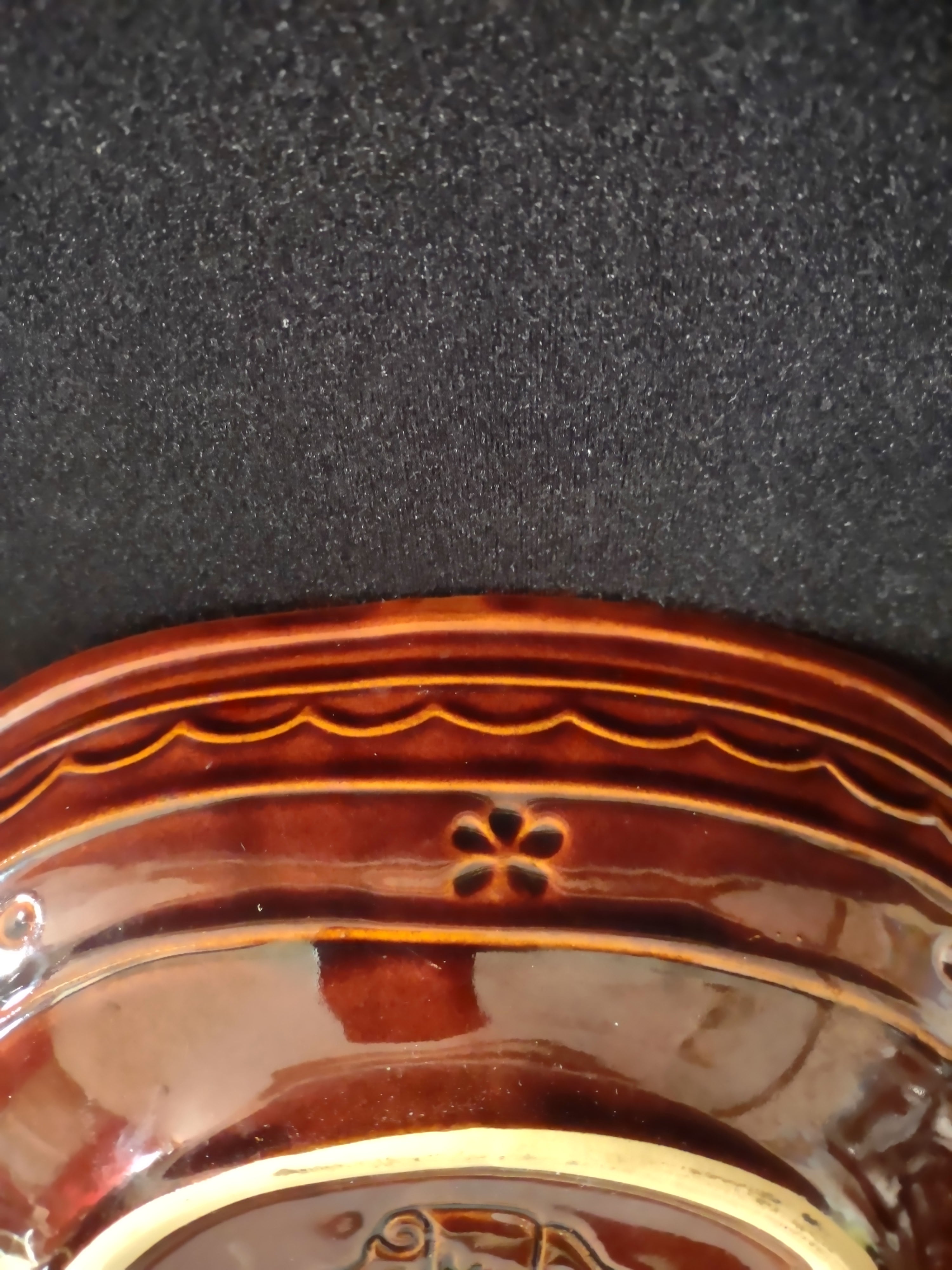 Vintage Marcrest Brown Glazed Stoneware Divided Serving Bowl Daisy Dot (Lot 5140