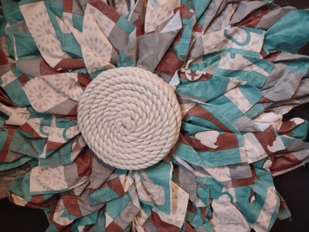 Front Door Wreath Spring Turquoise Brown Decor (lot 1366)