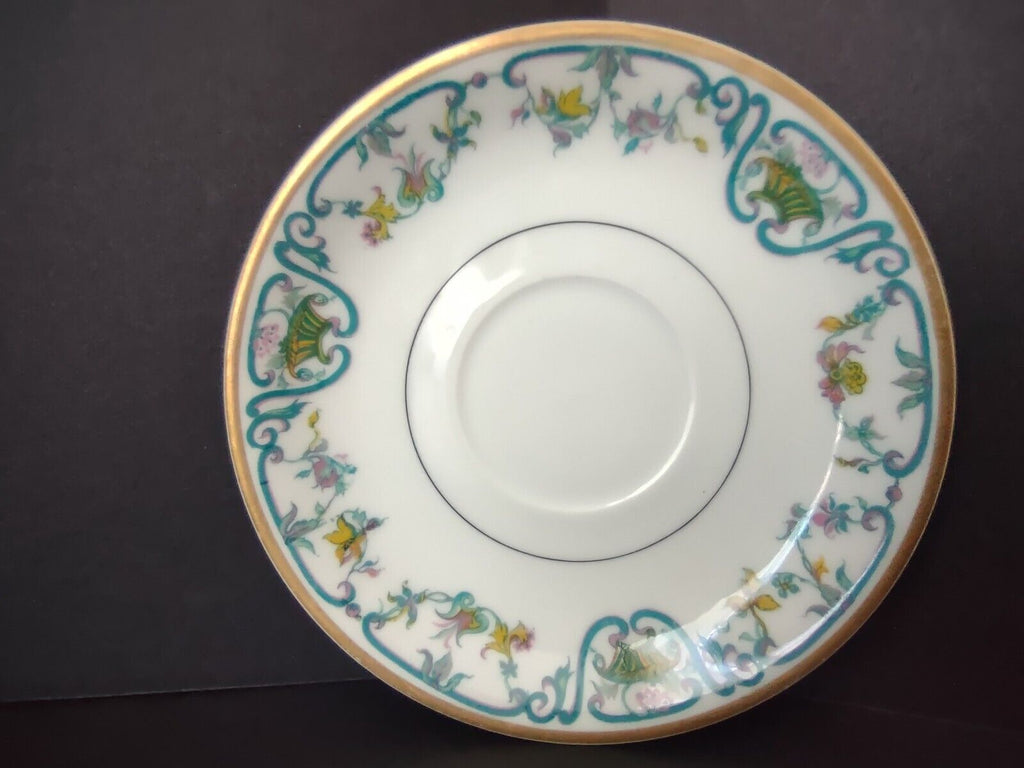 Haviland Limoges Blue Cream Yellow Flower Gold Trim Saucer (lot 728)