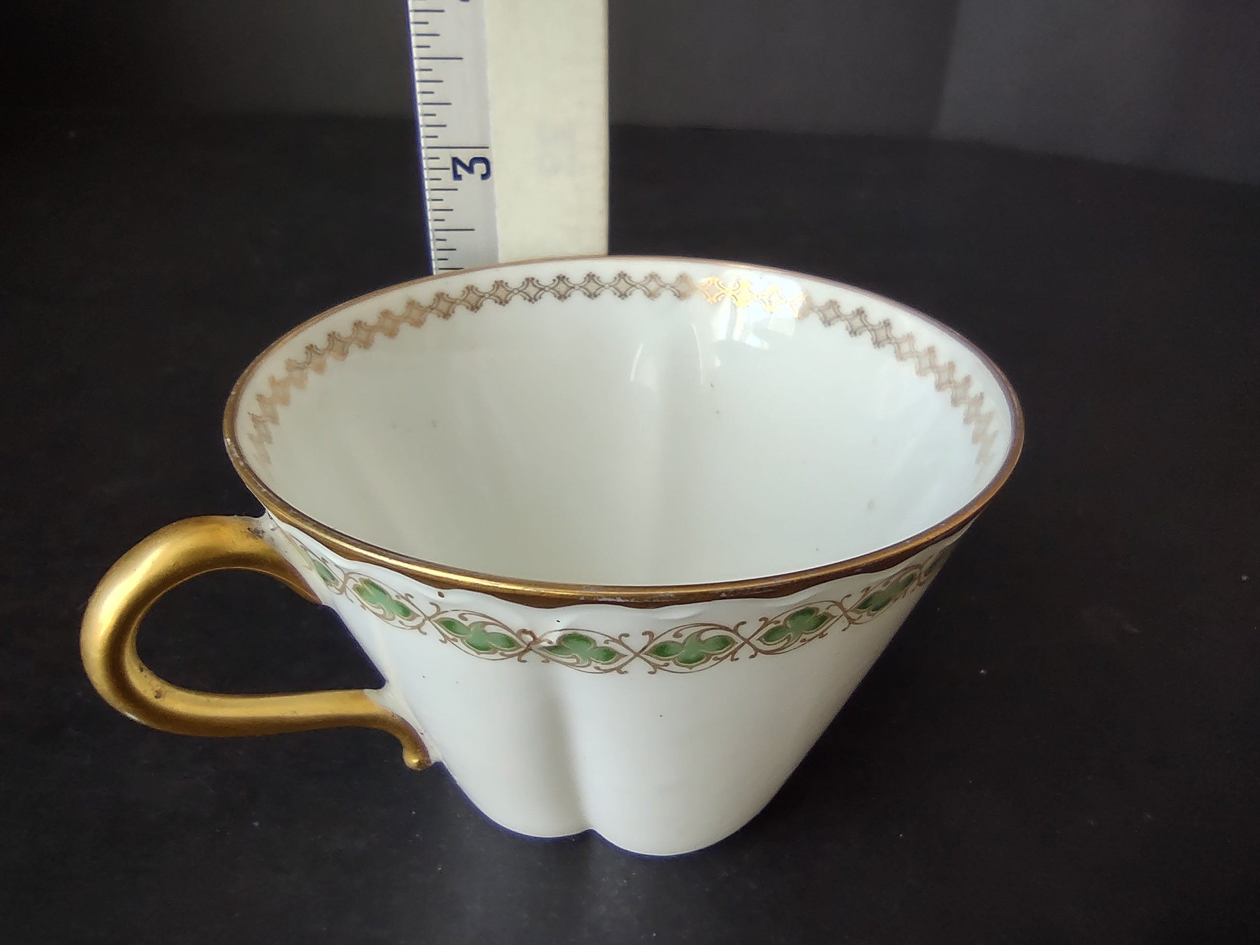 Haviland France Limoges Shamrock Cup ONLY White Green Gold (lot 1111)